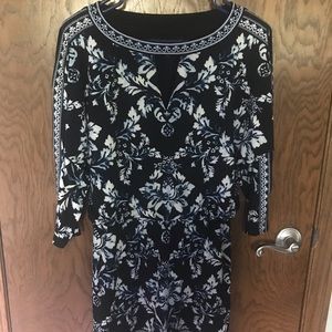 WHBM Navy Floral Keyhole Neckline Mini Dress XS